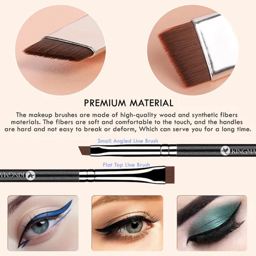 Vista 4 de KINGMAS Juego de 7 brochas delineadoras de ojos, pinceles de gel plano en ángulo, brocha de delineador ultra fina, pinceles delineadores de ojos