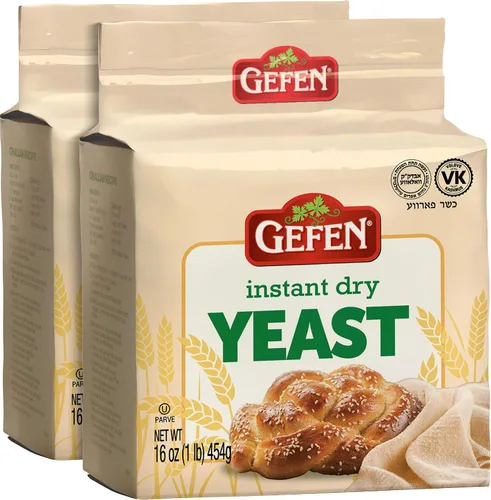 Vista 8 de Gefen Levadura seca natural instantánea, bolsa de 1 libra, ideal para panes y jalá, certificado Kosher