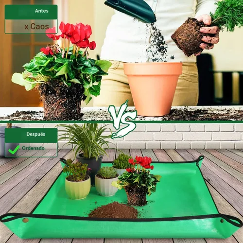 Vista 2 de HNXTYAOB 2 PCS Alfombrilla de Trasplante de 27" x 27" para Plantas de Interior y Control de Desorden, Bandeja para Macetas Engrosada e Impermeable
