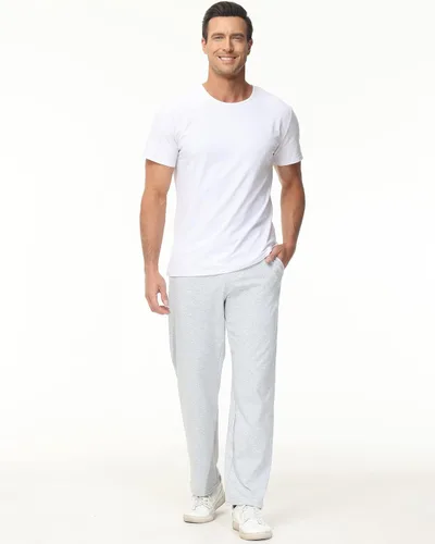 Vista 5 de HARTPOR Pantalones deportivos para hombre, pantalones deportivos de yoga, casuales, holgados, con bolsillos, pierna recta