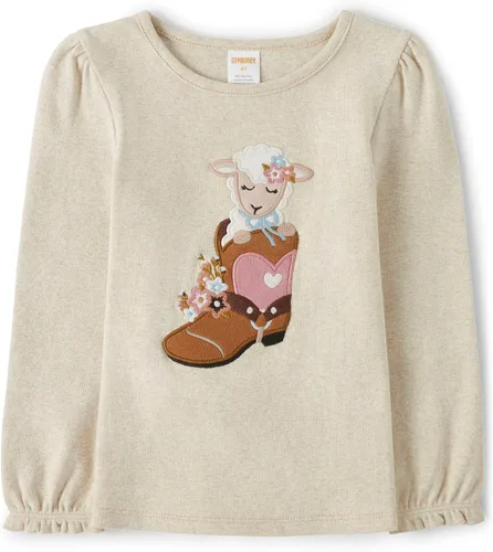 Vista 7 de Gymboree Camisetas de manga larga bordadas para otoño y vacaciones para niñas y niños pequeños Perfume negro