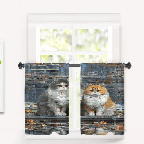 Vista 93 de Maritime Ocean Blackout Tier Curtains, Anchors Nautical Art Half Window Drapes for Kitchen with Rod Pocket,Room Darkening 2 Pack 26X24 Inches