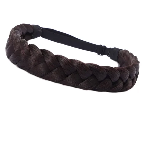 Vista 2 de Diadema trenzada para mujer, 3 hebras, sintéticas, trenzadas, diademas elásticas para el cabello, accesorios para el cabello a la moda