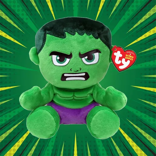 Vista 2 de TY Beanie Babies Hulk (cuerpo suave) - 6", verde