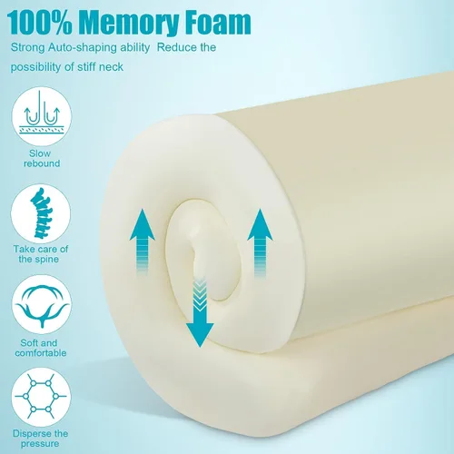 Vista 5 de HOMCA Almohada cervical de espuma viscoelástica Almohada de espuma viscoelástica de contorno para aliviar el dolor de cuello, almohada ortopédica