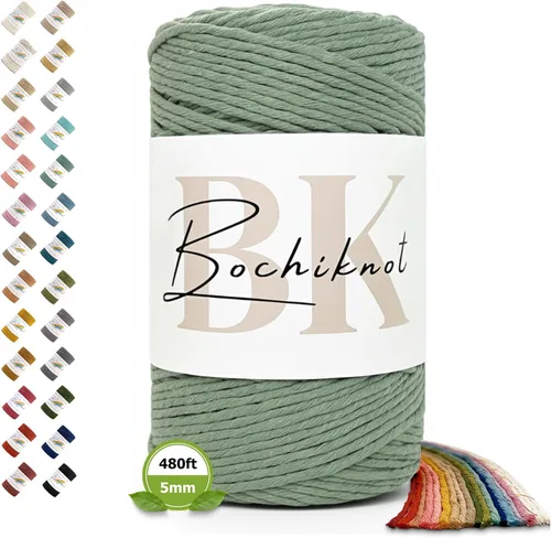 Vista 22 de BOCHIKNOT Cordón de macramé de 3 mm x 302 m - Cordón de macramé de hebra única para colgantes de pared, perchas de plantas - Cordón de macramé de 3