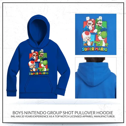 Vista 4 de Nintendo Super Mario Bros Clothing - Sudadera con capucha de Mario Kart para niños Azul gris