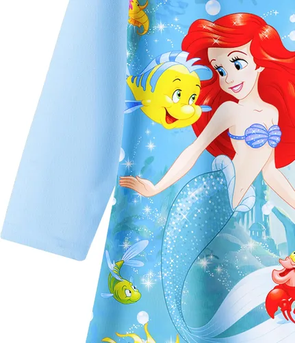 Vista 6 de QASALOP Disfraz de princesa de sirena para niñas pequeñas vestido de dibujos animados manga larga uso casual para el hogar para niños de 3 a 7 años