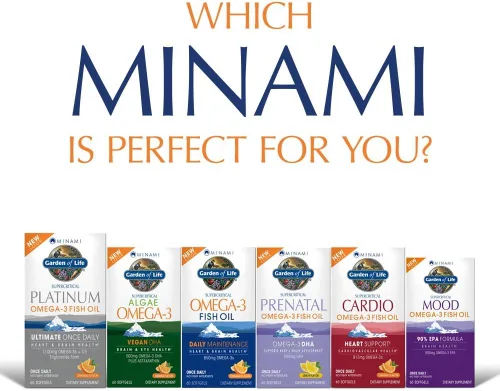 Vista 4 de Minami Nutrition Garden of Life - Aceite de pescado supercrítico Omega-3, 60 geles suaves cada uno, 850 mg, paquete de 2