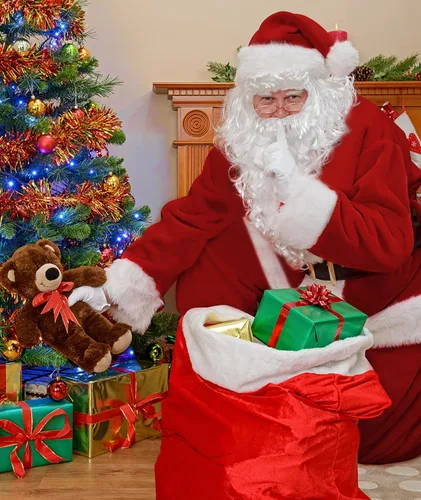 Vista 4 de Traje de Papá Noel de Navidad para hombres y mujeres disfraz de Papá Noel 10 piezas Blanco