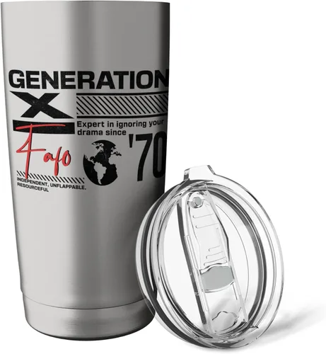 Vista 5 de Gen X FAFO Gen X Gen X Generation Xer Born 1970 - Vaso aislado de acero inoxidable retro vintage