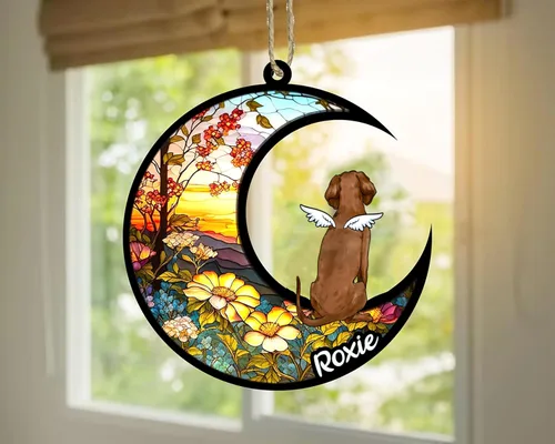 Vista 384 de LOVELYPOD Adorno de Navidad personalizado para perro Basset Hound (marrón) Basset Hound (marrón) adorno para atrapasoles de perro, razas de perros