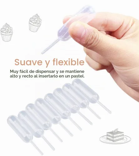 Vista 3 de moveland Jeringas de plástico para cupcakes de 0.1 fl oz, 50 inyectores de líquidos desechables, cuentagotas de transferencia para fresas, cupcakes