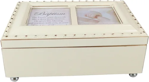 Vista 5 de Ebros Gift Cottage Garden Baptism The Lord's Spirit Descends Like A Dove From Heaven Pulido Burlwood Dove Matte Ivory Bisagra Trinket Wind Up Music