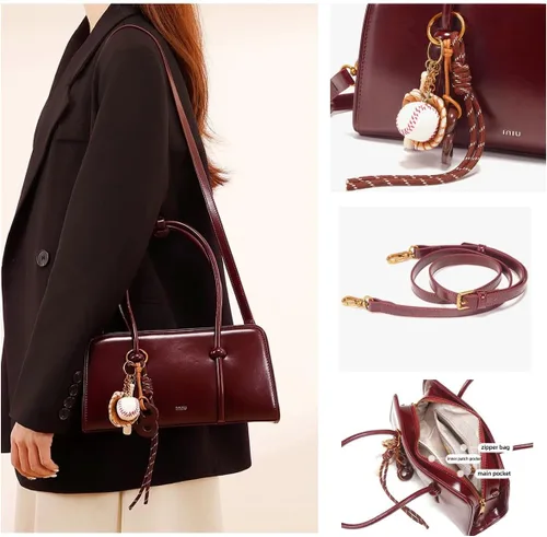 Vista 4 de Bolso de hombro para mujer, bolso espacioso con múltiples bolsillos, bolso cruzado para mujer, bolso de mano elegante, asa superior, bolso de hombro