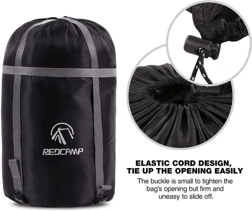 Vista 2 de REDCAMP Saco de compresión para saco de dormir, Negro M, L, XL y XXL, ideal para mochileros y camping