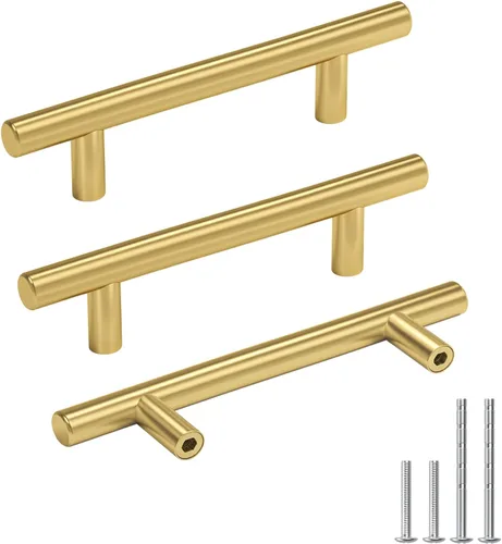 Vista 12 de Goldenwarm Paquete de 15 manijas doradas de 2-1/2 pulgadas, tiradores de gabinete de latón cepillado, manijas doradas para cajones de cocina