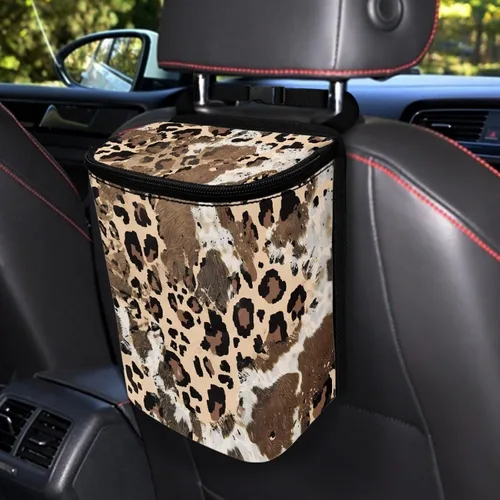 Vista 20 de Talayituse Cubo de basura portátil con estampado de camuflaje de bandera estadounidense, accesorios interiores de vehículos multifuncionales