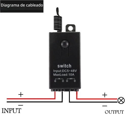 Vista 2 de Interruptor de control remoto de 12 V, mini interruptores inalámbricos de 2 vías, relé CC de 12 V/24 V/48 V/10 A con alcance largo de 328 pies