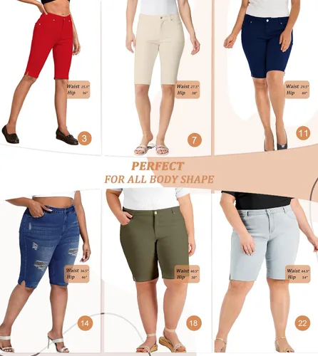 Vista 5 de Hybrid & Company Bermudas elásticas para mujer, ultra cómodas, con bolsillos