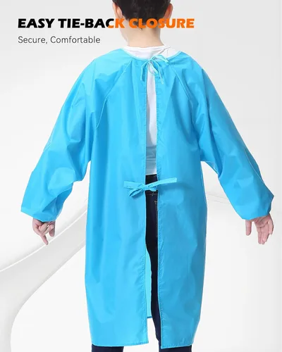 Vista 5 de MINIQ Delantal de Arte para Niños, Delantal para Pintar para Pequeñitos, Delantal de Artista para Niños con Bolsillo y Mangas Largas, Sección Larga