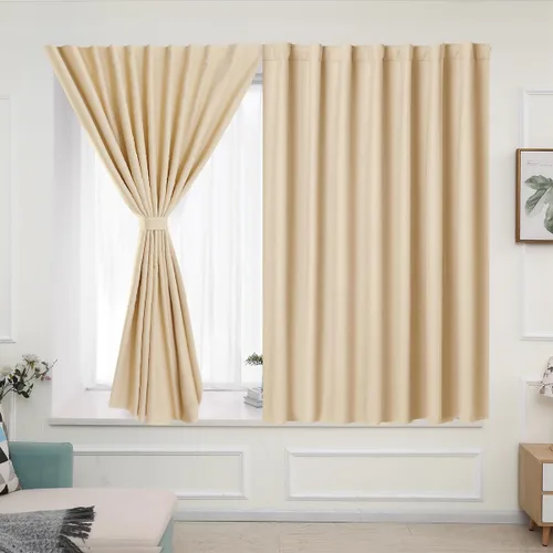 Vista 2 de Muamar Cortinas opacas sin taladro, paneles de cortina para ventana fáciles de instalar, juego de 2 paneles de cortinas portátiles para dormitorio