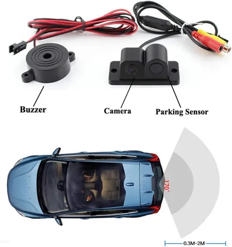 Vista 4 de PolarLander Cámara de visión trasera del coche 2 en 1 diseño de la cámara del sensor de aparcamiento Kit Auto Reversing Backup Radar