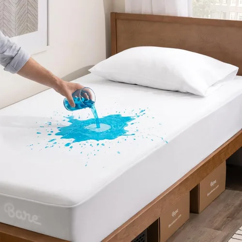 Vista 10 de Bare Home Protector de colchón tamaño Twin, 100% impermeable y transpirable, funda de colchón refrescante, protege contra derrames, sin vinilo, sin
