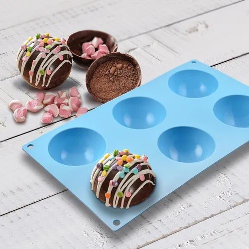 Vista 2 de R&M Molde semiesfera de silicona 3.5" - Bombas de chocolate caliente y molde para hacer dulces