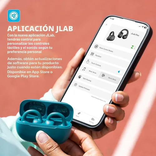 Vista 6 de JLab Auriculares Abiertos Flex, Diseño de Clip en la Oreja, Audio Inalámbrico de Oído Abierto Libertad de Ajuste Sin Esfuerzo, Escucha Segura, Verde