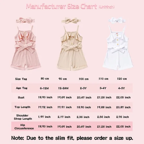 Vista 7 de CETEPY Ropa de bebé niña pequeña trajes de verano sin mangas overol halter de una pieza diadema