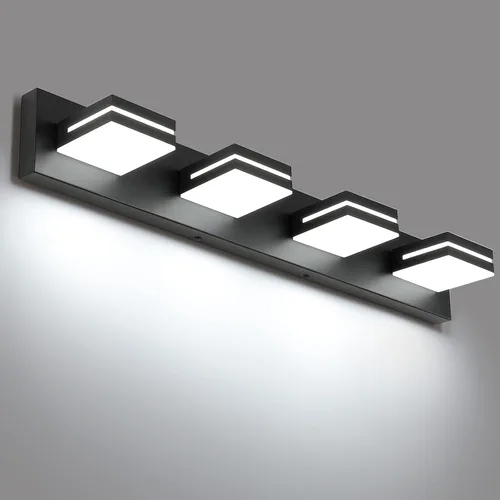 Vista 67 de SineRise - Moderna lámpara LED para tocador de baño (2 luces, 39.4 cm, regulable), iluminación de pared de baño moderna de acrílico cepillado sobre