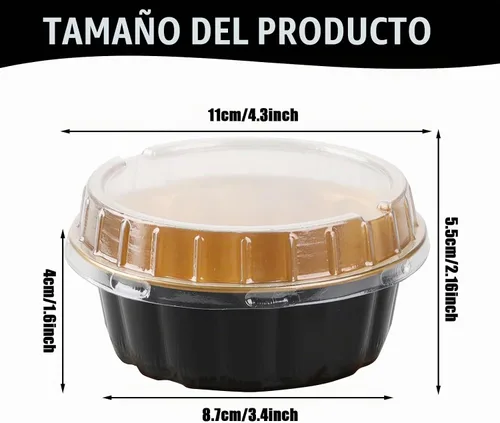 Vista 5 de 100 Piezas Vasos de Papel de Aluminio de 8 oz con Tapas Moldes Desechables con Tapas Vasos Desechables para Hornear Recipientes de Papel de Aluminio