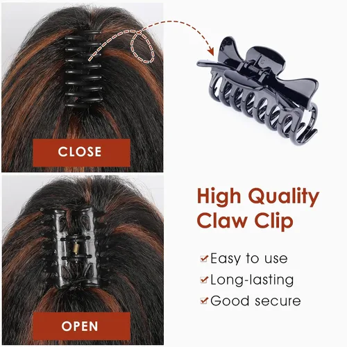 Vista 5 de WIGNEE Extensiones de cabello rizado tipo cola de caballo de 12 pulgadas, clip de garra, Yaki 1B/30, extensiones de cola de caballo para mujeres