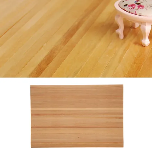 Vista 3 de Keenso Mini tabla de piso, 1 12 casa de muñecas en miniatura, simple y elegante, tira de madera, accesorio de decoración