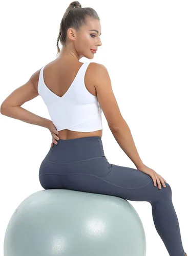 Vista 6 de MATHACINO Longline - Brasier deportivo para mujer, cuello en V, acolchado, deportivo, yoga, estético, deportivo, camiseta sin mangas