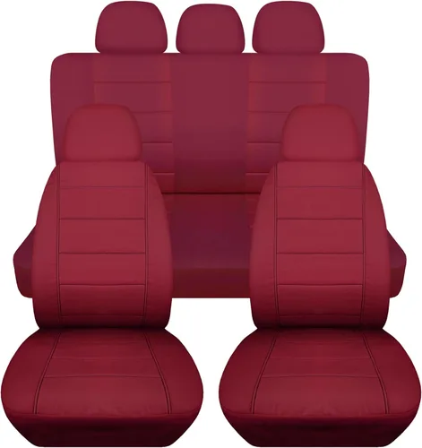 Vista 20 de Totally Covers Fundas de asiento de coche sólidas con 5 fundas (2 delanteras + 3 traseras) para reposacabezas: color negro, ajuste