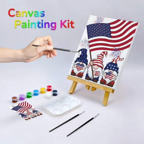 Vista 2 de VOCHIC Kit de pintura en lienzo predibujado para pintura para adultos, kits de fiesta de pintura y sorbos, suministros de fiesta de 8 x 10 pulgadas