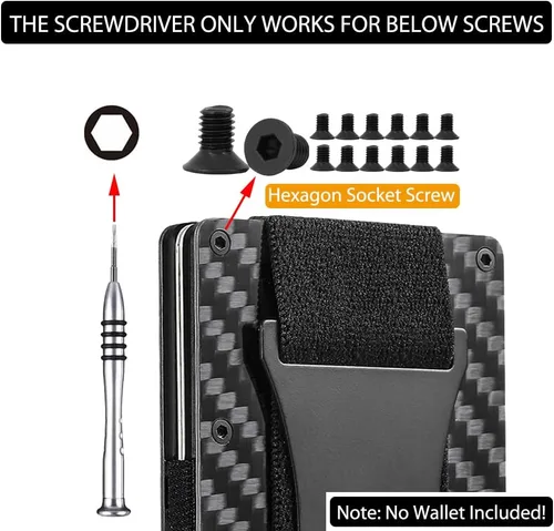 Vista 5 de Sorftin Kit de tornillos de repuesto para billetera, repuesto de correa elástica para efectivo para cartera, Set estándar - Negro, Kit