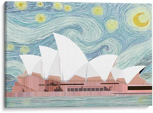 Vista 10 de Canvas Lab Sydney Opera House by DRAM 11 x 7 in Fine Art Framed Print, Frame Color: Black, With Mat