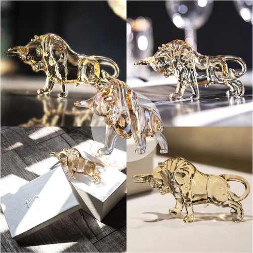 Vista 3 de H&D HYALINE & DORA Charm and Lucky FengShui Crystal Statues Wall Street Bull Figurine Esculture Home Office Desk Ornamento decorativo
