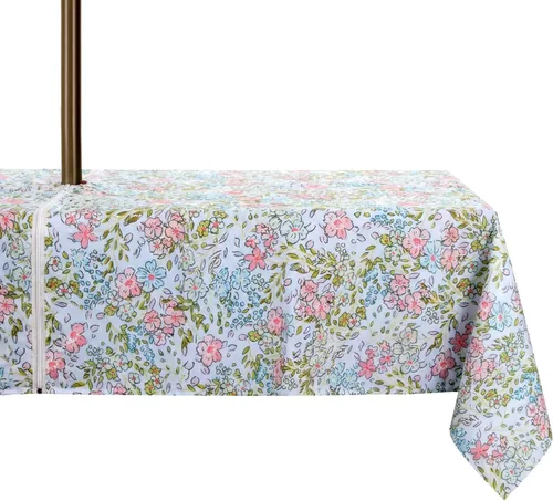 Vista 11 de Stripe Outdoor Tablecloth Water Resistant Polyester Fabric Table Cover with Zipper Umbrella Hole for Garden Patio Tabletop 60x84inch Rectangle,Black