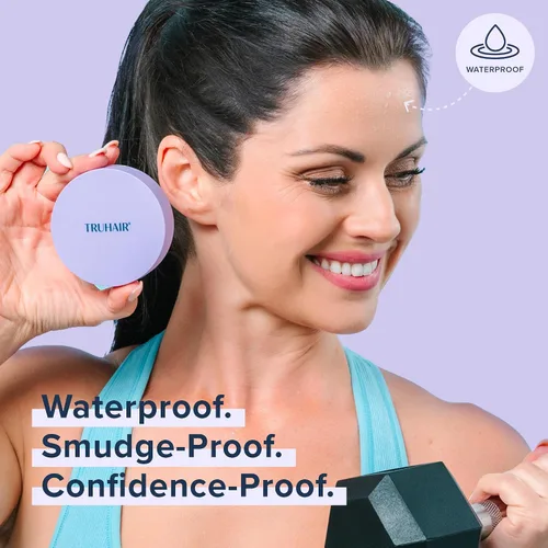 Vista 9 de TRUHAIR Polvo prensado para cubrir raíces y cuero cabelludo, compacto, impermeable, cobertura ligera del cabello y encubrimiento de puntos calvos