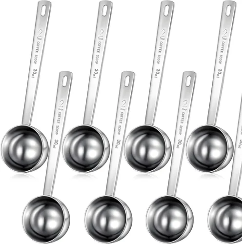 Vista 8 de Geiserailie 2 cucharadas de 2 cucharadas con mango largo, cuchara medidora de acero inoxidable de 1.0 fl oz para café, leche y fruta en polvo, té