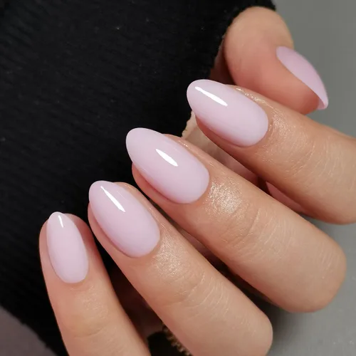 Vista 21 de CurvLife Uñas a presión con punta francesa de almendra media, color blanco Perfil luminoso