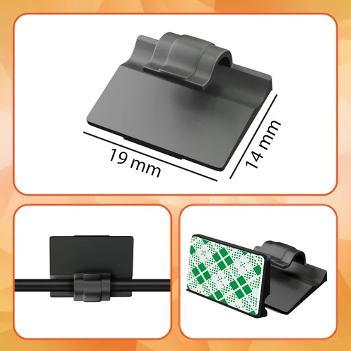 Vista 4 de ROVE Clips adhesivos para cables – Abrazaderas universales para cables de cámara de tablero de coche y cables USB, sin residuos ni daños, adecuado