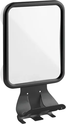 Vista 3 de mDesign Espejo de afeitar grande y moderno con succión de metal para duchas y bañeras de baño, soportes para crema de afeitar y maquinillas