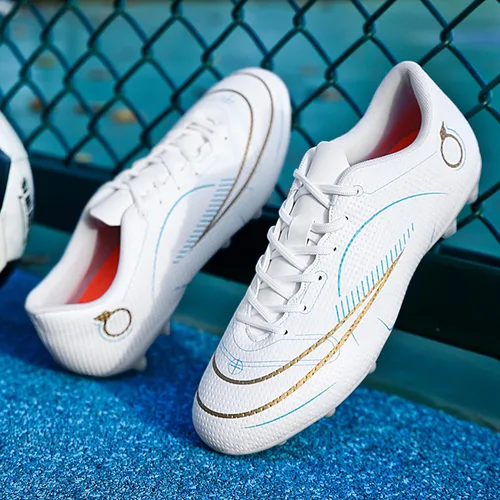 Vista 4 de Unitysow Zapatos de fútbol para hombre con tacos de fútbol firme para entrenamiento profesional, zapatos de fútbol para interiores y exteriores