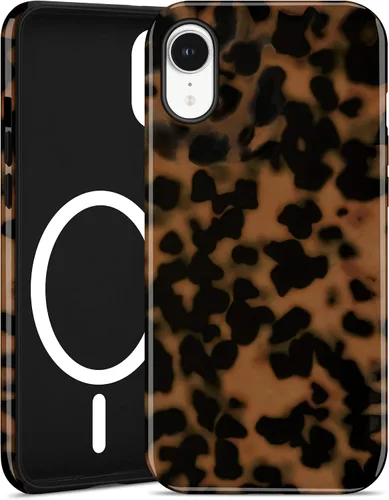 Vista 27 de Jusy Compatible con MagSafe Brown Tortoise Shell Print Phone Case para iPhone 7/8/SE, funda protectora magnética de lujo de TPU suave