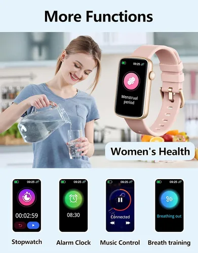 Vista 7 de Rastreador de actividad física con monitor de frecuencia cardíaca, sueño, oxígeno en sangre, reloj delgado para mujeres y hombres, IP68, podómetro